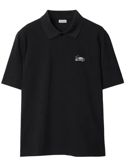 BURBERRY LOGO-PATCH COTTON POLO SHIRT