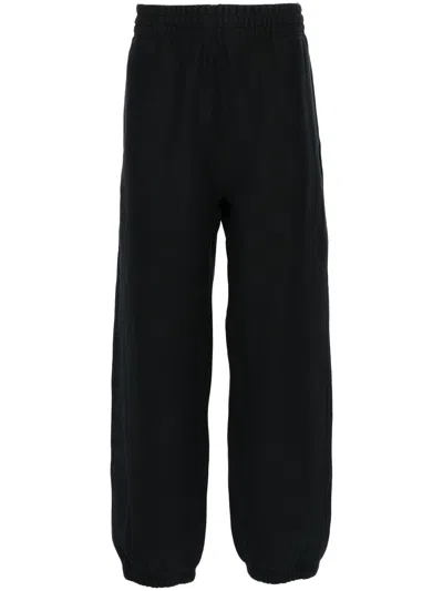 Burberry Logo-patch Cotton Track Trousers In Black