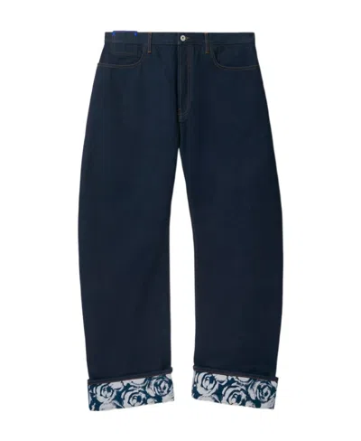BURBERRY BURBERRY LOGO-PATCH WIDE-LEG TURN-UP HEM JEANS