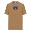 Burberry Logo-patch Crew Neck Cotton T-shirt In Brown