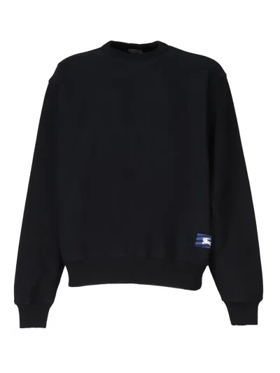 Burberry Logo Patch Crewneck Sweater In Black