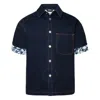 Burberry Heavyweight Denim Short-sleeve Button-front Shirt In Purple/blue