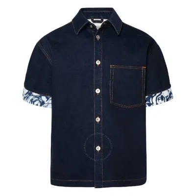BURBERRY BURBERRY LOGO-PATCH DENIM COTTON SHIRT