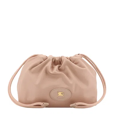 Burberry Logo Patch Drawstring Pouch In Brown