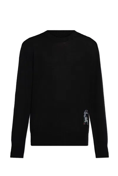 Burberry Logo-patch Knitted Jumper In Black