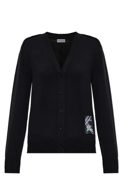 Burberry Wool V-neck Cardigan In Black