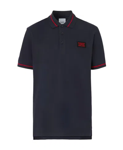 Burberry Logo Patch Polo Shirt In Black