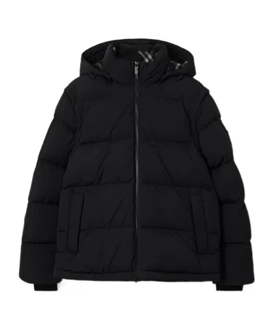 Burberry Detachable Sleeve Nylon Puffer Jacket In Black/sand