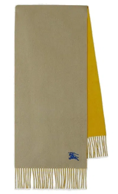 Burberry Checked Reversible Cashmere Scarf In Beige