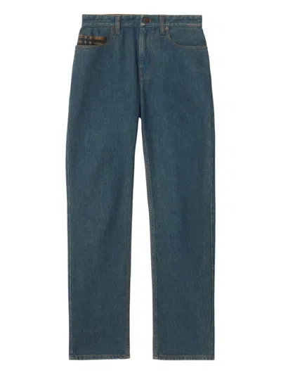 Burberry Straight-leg-jeans Mit Logo-patch In Blue