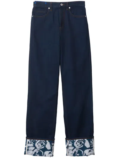 Burberry Dark Wash Straight Leg Jeans In Blue