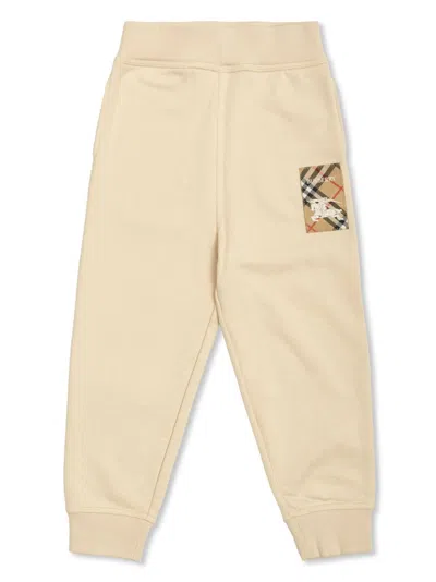 Burberry Logo-patch Track Pants In Nude