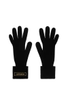 Burberry Logo Patch Wool Blend Gloves In Black