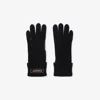 Burberry Logo Patch Wool Blend Gloves In Black