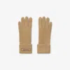 Burberry Logo Patch Wool Blend Gloves In Sand