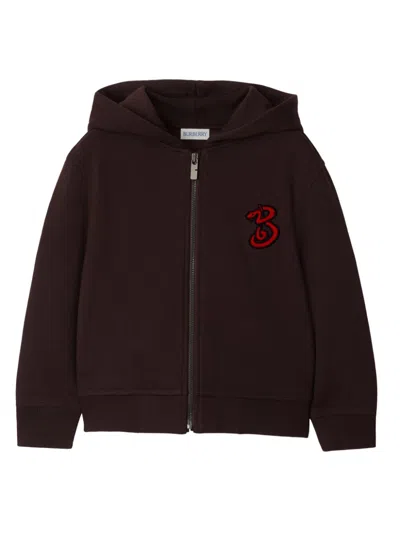 Burberry Kids' Logo-patch Zipped Hoodie In 褐色