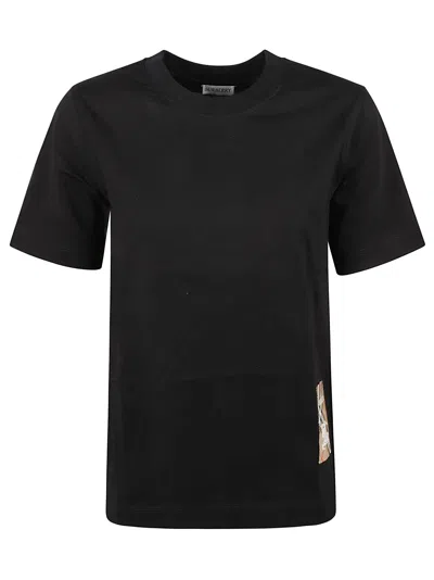 Burberry Women Black Cotton Check Patch T-shirt