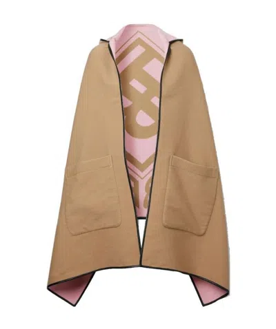 Burberry Logo Pattern Hooded Cape