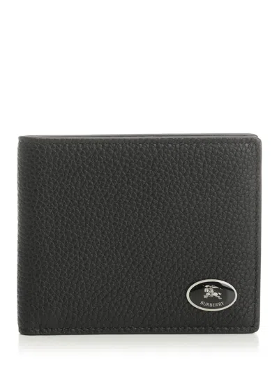 Burberry Logo Plaque Bifold Wallet Wallets Black
