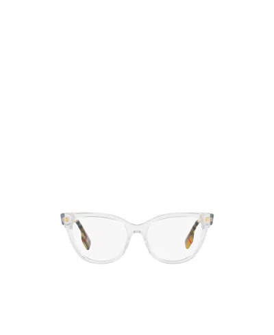 Burberry Logo-plaque Cat-eye Glasses In White