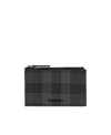 Burberry Logo-plaque Check-pattern Wallet In Black