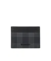 Burberry Compact Checkered Canvas Card Holder In Black