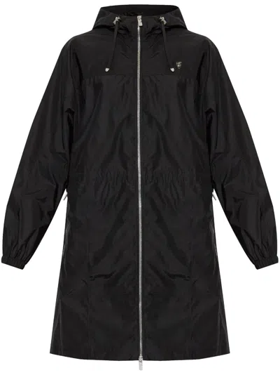 Burberry Logo-plaque Coat In Black