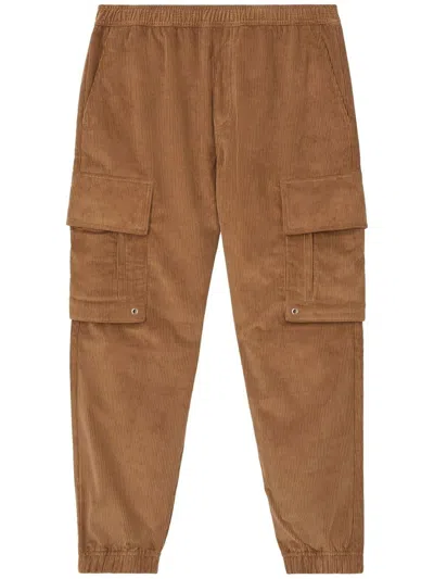 Burberry Logo-plaque Corduroy Cargo Trousers In Brown