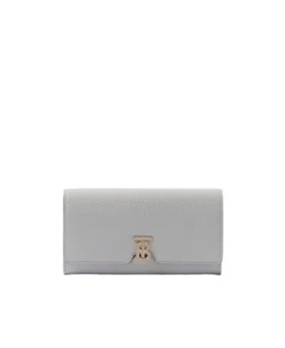 Burberry Logo-plaque Grained Leather Wallet In Gray
