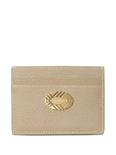 Burberry Logo-plaque Leather Card Holder In Neutral