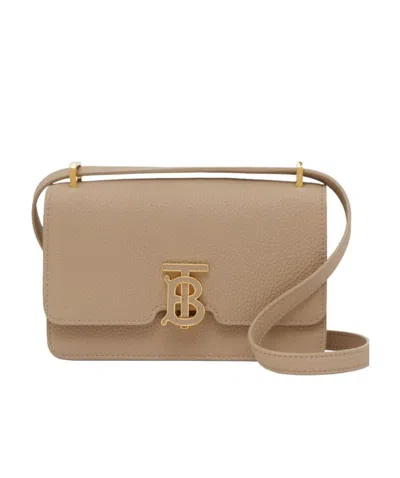 Burberry Logo-plaque Leather Shoulder Bag In Brown