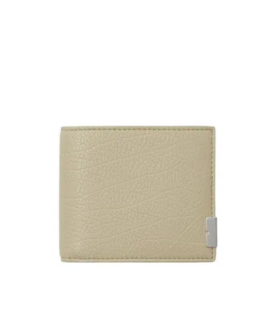 Burberry Logo-plaque Leather Wallet In Neutrals