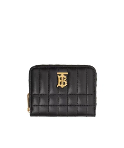 Burberry Logo-plaque Quilted Purse In Black
