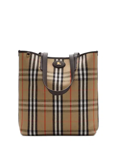 Burberry Logo-plaque Tote Bag In Brown