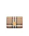 Burberry Check Tri-fold Wallet Vintage Pattern Stitching Trim In Nude