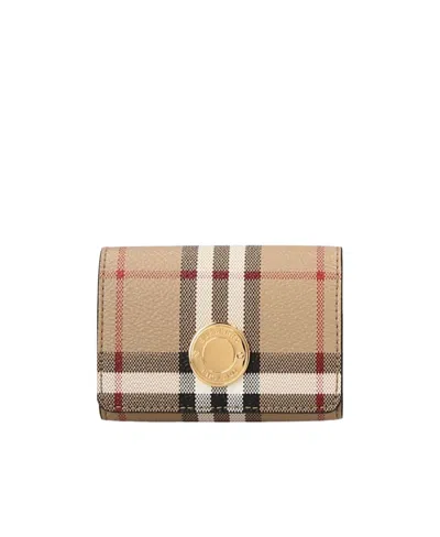 Burberry Logo-plaque Wallet In Nude