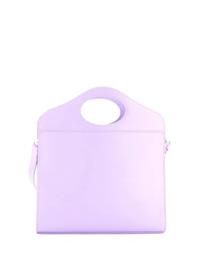 Pre-owned Burberry Logo Pocket Leather Mini Tote Bag In Purple
