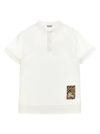 Burberry Kids' Logo Polo Shirt In White