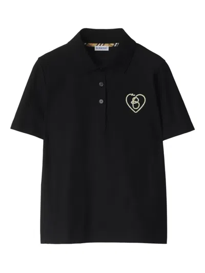 Burberry Logo Polo Top In Black