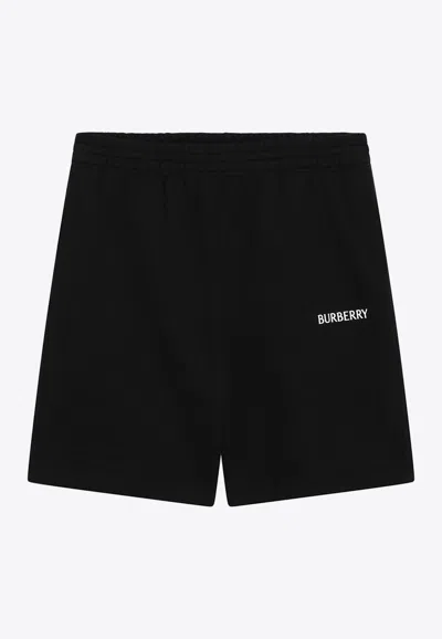 Burberry Logo Print Bermuda Shorts In Black