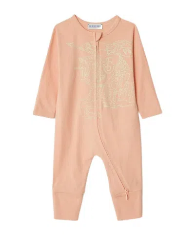 Burberry Logo-print Cotton Babygrow Set In Apricot