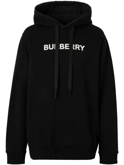Burberry Logo Hoodie In Black
