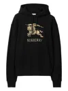 Burberry Men Black Hoodie With Drawstring Hood And Ekd Print And Logo Lettering On The Front In Cott In Black
