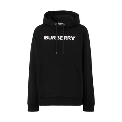 Pre-owned Burberry Logo Print Cotton Hoodie In Black