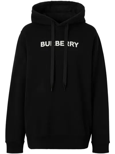 Burberry Logo-print Cotton Hoodie In Schwarz