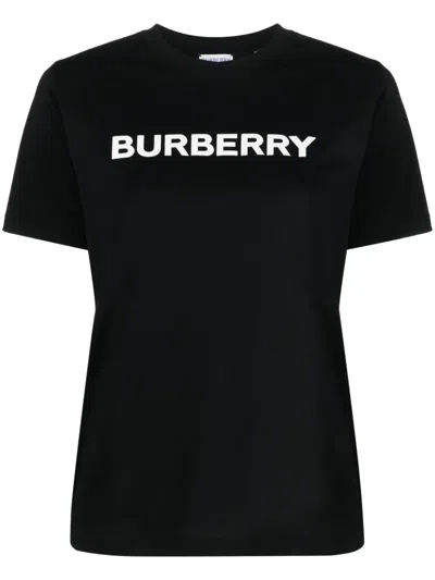 Burberry Black T-shirt With Bold Logo Design In Brown