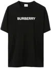 Burberry Men Black Crewneck T-shirt With Logo Lettering On The Front In Cotton Man In Black