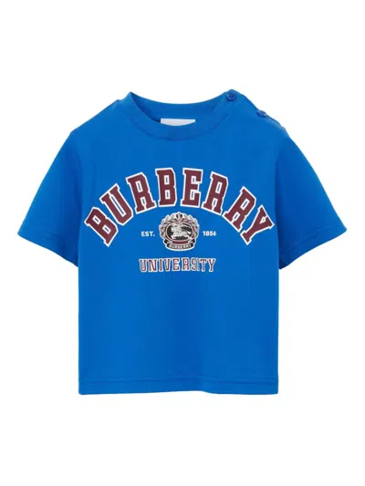 Burberry Babies' Logo-print Cotton T-shirt In Blau