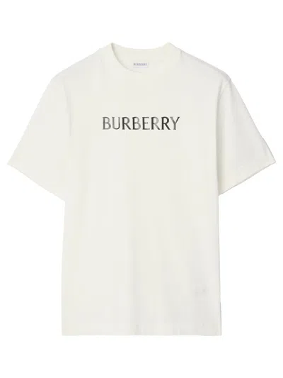 Burberry Cotton T Shirt Featuring Front Logo Print In White