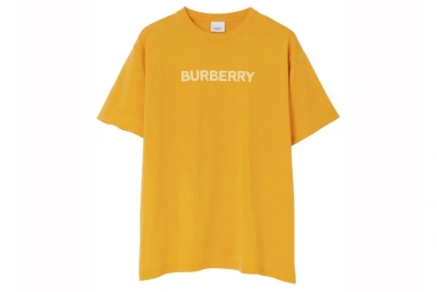 Pre-owned Burberry Logo Print Cotton T-shirt Yellow